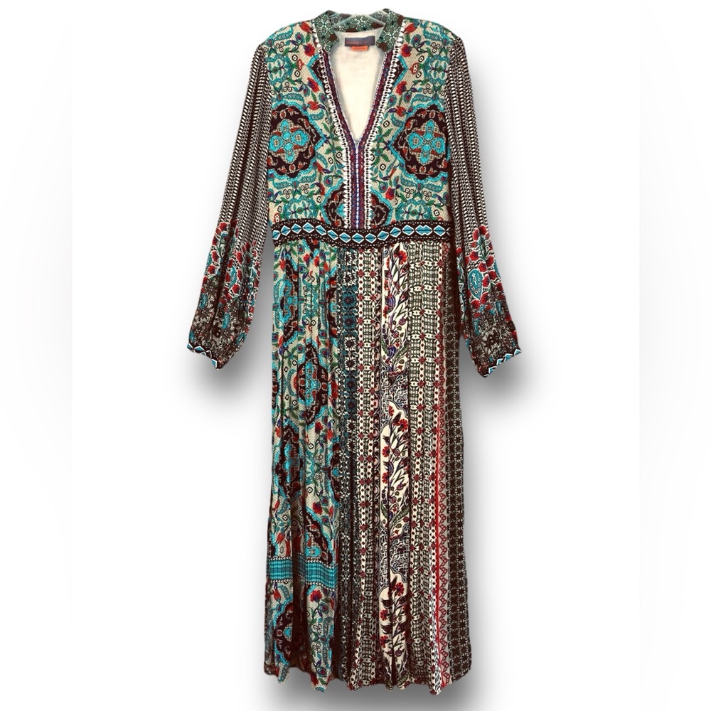 Anthropologie x Bhanuni by Jyoti Ronika Patterned Maxi Dress Multicolor Size M - Picture 5 of 16